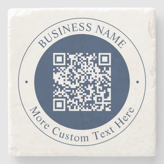 Anpassbarer QR-Code & Text | Dunkles Marineblau Steinuntersetzer (Vorderseite)
