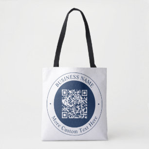 Anpassbarer QR-Code & Text Dunkles Marineblau Tasche