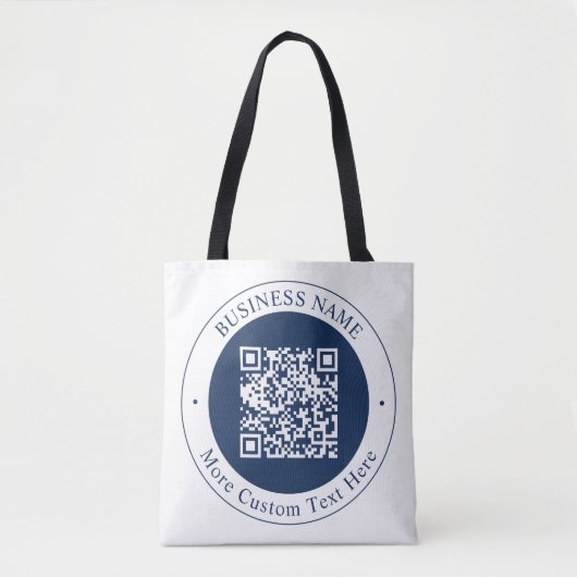 Anpassbarer QR-Code & Text | Dunkles Marineblau Tasche (Vorderseite)