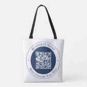 Anpassbarer QR-Code & Text | Dunkles Marineblau Tasche (Rückseite)