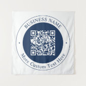 Anpassbarer QR-Code & Text | Dunkles Marineblau Wandteppich (Vorderseite)