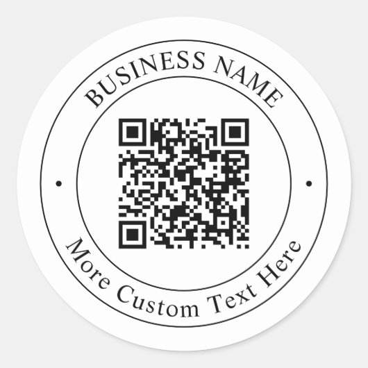 Anpassbarer QR-Code & Text | Schwarz und Weiß Runder Aufkleber (Vorderseite)
