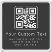 Anpassbarer QR-Code und bearbeitbarer Textbaustein Aufkleber (Vorderseite)