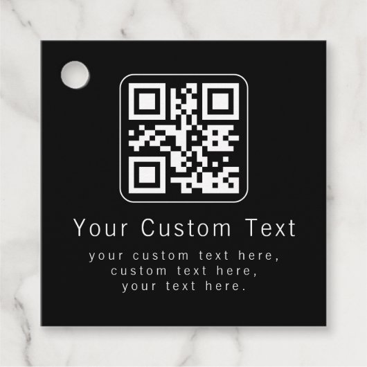 Anpassbarer QR-Code und bearbeitbarer Textbaustein Geschenkanhänger (Vorderseite)