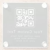 Anpassbarer QR-Code und bearbeitbarer Textbaustein Glasuntersetzer (Rückseite)