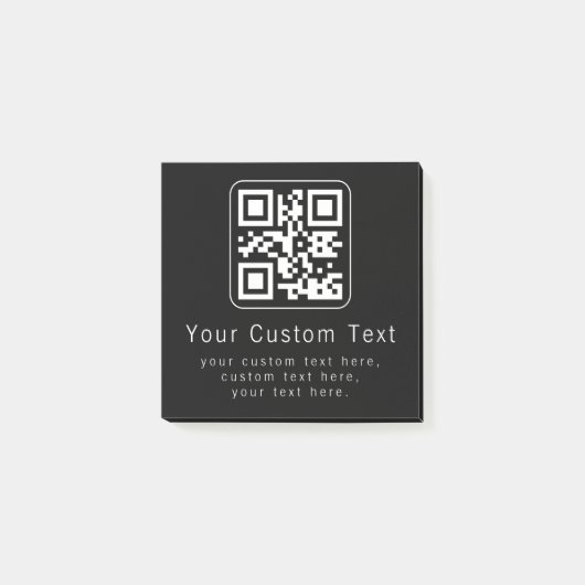 Anpassbarer QR-Code und bearbeitbarer Textbaustein Post-it Klebezettel (Vorderseite)