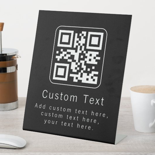 Anpassbarer QR-Code und bearbeitbarer Textbaustein Sockelschild (In Situ)