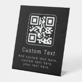 Anpassbarer QR-Code und bearbeitbarer Textbaustein Sockelschild (Vorderseite)