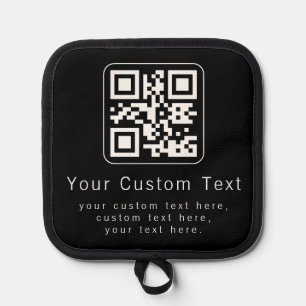 Anpassbarer QR-Code und bearbeitbarer Textbaustein Topflappen