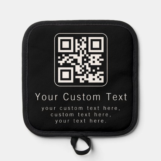 Anpassbarer QR-Code und bearbeitbarer Textbaustein Topflappen (Vorderseite)