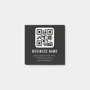 Anpassbarer QR-Code und bearbeitbarer Textentwurf Post-it Klebezettel