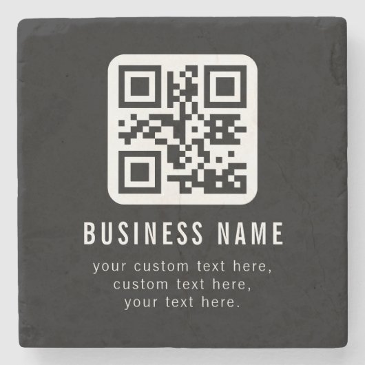 Anpassbarer QR-Code und bearbeitbarer Textentwurf Steinuntersetzer (Vorderseite)