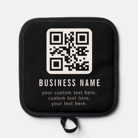 Anpassbarer QR-Code und bearbeitbarer Textentwurf Topflappen (Vorderseite)