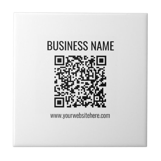 Anpassbarer QR-Code und Geschäftsname Fliese (Vorderseite)