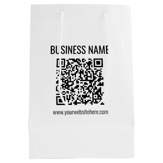 Anpassbarer QR-Code und Geschäftsname Mittlere Geschenktüte (Rückseite)
