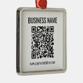 Anpassbarer QR-Code und Geschäftsname Ornament Aus Metall (Rechts)