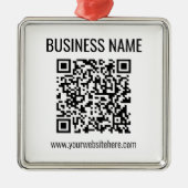 Anpassbarer QR-Code und Geschäftsname Ornament Aus Metall (Vorne)
