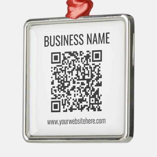 Anpassbarer QR-Code und Geschäftsname Ornament Aus Metall (Links)
