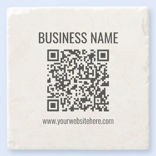 Anpassbarer QR-Code und Geschäftsname Steinuntersetzer