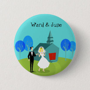 Anpassbarer Retro-Hochzeitsknopf für Paare Button