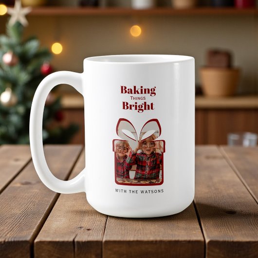 Anpassbarer roter Weihnachts-Fotomug Kaffeetasse