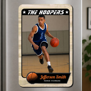 Anpassbarer rustikaler Basketballspieler-Foto-Magn Magnet