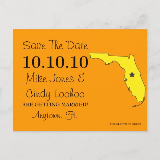 Anpassbarer Save the Date-Staat - FLORIDA Ankündigungspostkarte (Vorderseite)
