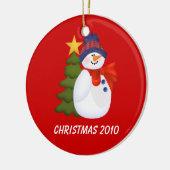 Anpassbarer Schneemann und Weihnachtsbaum Keramik Ornament (Links)
