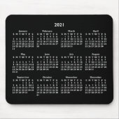 Anpassbarer Schwarz-Weiß-Kalender 2021 Mousepad (Vorne)