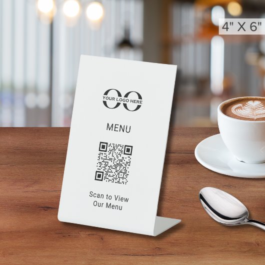 Anpassbarer Schwarz-weißer Bistro QR-Code Sockelschild