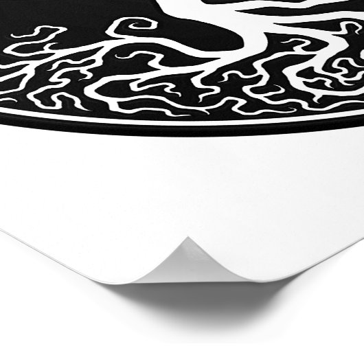 Anpassbarer schwarzer Baum des Lebens Yin Yang Poster (Ecke)