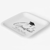 Anpassbarer Script Black & White Abschluss Pappteller (Gewinkelt)