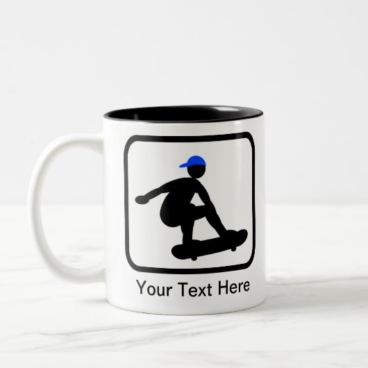 Anpassbarer Skater auf Skateboard-Logos Zweifarbige Tasse (Links)