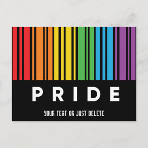 Anpassbarer Stolz Regenbogen-Barcode LGBTQIA+ Einladungspostkarte