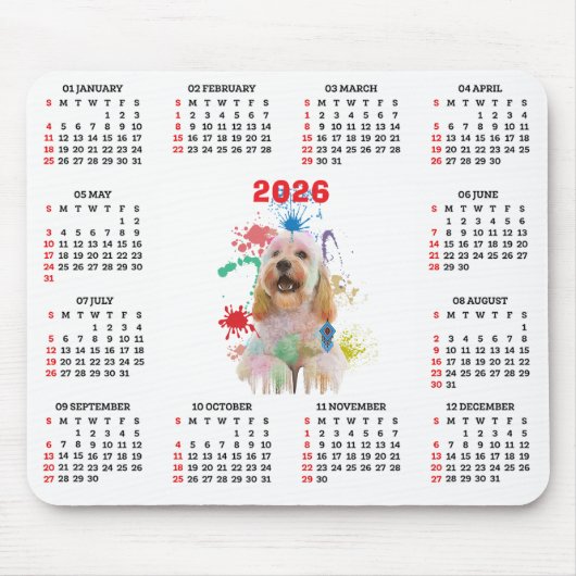 Anpassbarer süßer Cockapoo-Hundekalender Mousepad (Vorne)