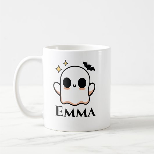 Anpassbarer süßer Halloween-Geist Kaffeetasse (Links)