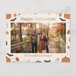 Anpassbarer süßer Kawaii-Frohe-Halloween-Rahmen Feiertagspostkarte