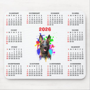Anpassbarer süßer Malinois-Hundekalender Mousepad
