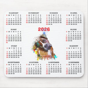 Anpassbarer süßer Pittie-Hundekalender Mousepad