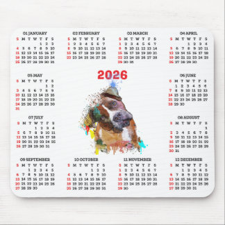 Anpassbarer süßer Pittie-Hundekalender Mousepad