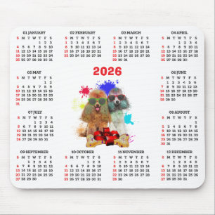 Anpassbarer süßer Pudel-Hundekalender  Mousepad