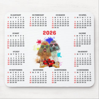 Anpassbarer süßer Pudel-Hundekalender Mousepad