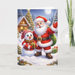 Anpassbarer süßer Weihnachtsmann-Feiertagsfamilie Feiertagskarte