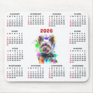 Anpassbarer süßer Yorkie-Hundekalender Mousepad