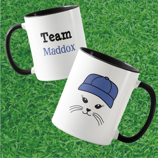 Anpassbarer Team Little Cat Baseball Player Tasse