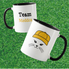 Anpassbarer Team Little Cat Baseball Player Tasse