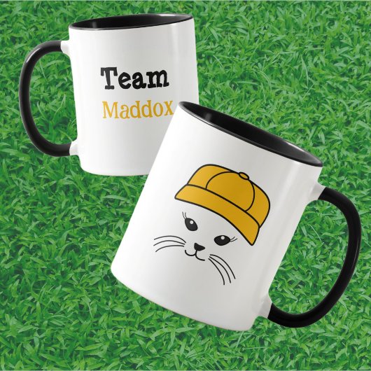 Anpassbarer Team Little Cat Baseball Player Tasse