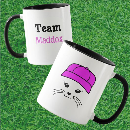 Anpassbarer Team Little Cat Baseball Player Tasse