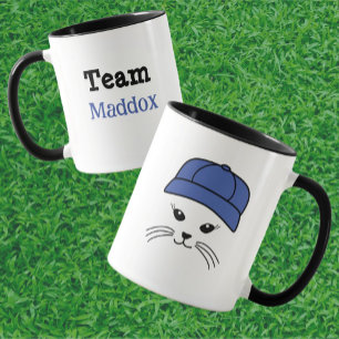 Anpassbarer Team Little Cat Baseball Player Tasse