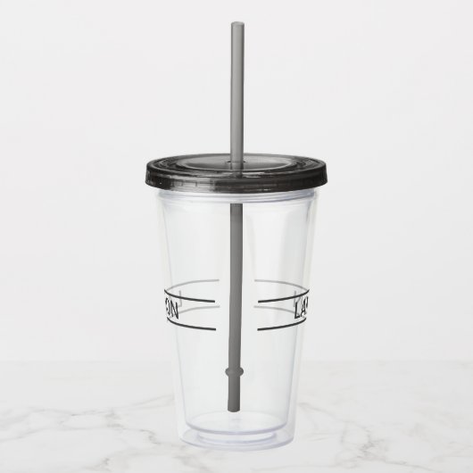 Anpassbarer Text | Bold Modern Black & Dark Gray Acryltrinkbecher (Rechts)